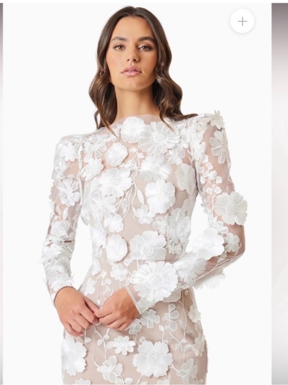 elliatt shannon white 3d floral embellished midi bridal wedding dress Size XXL - Picture 5 of 13